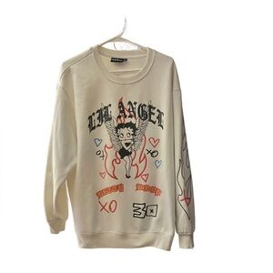 Betty Boop White Graphic Sweatshirt